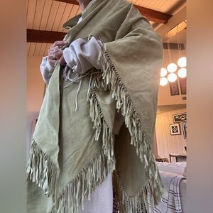 Chico's Fringe Shawl beige leather